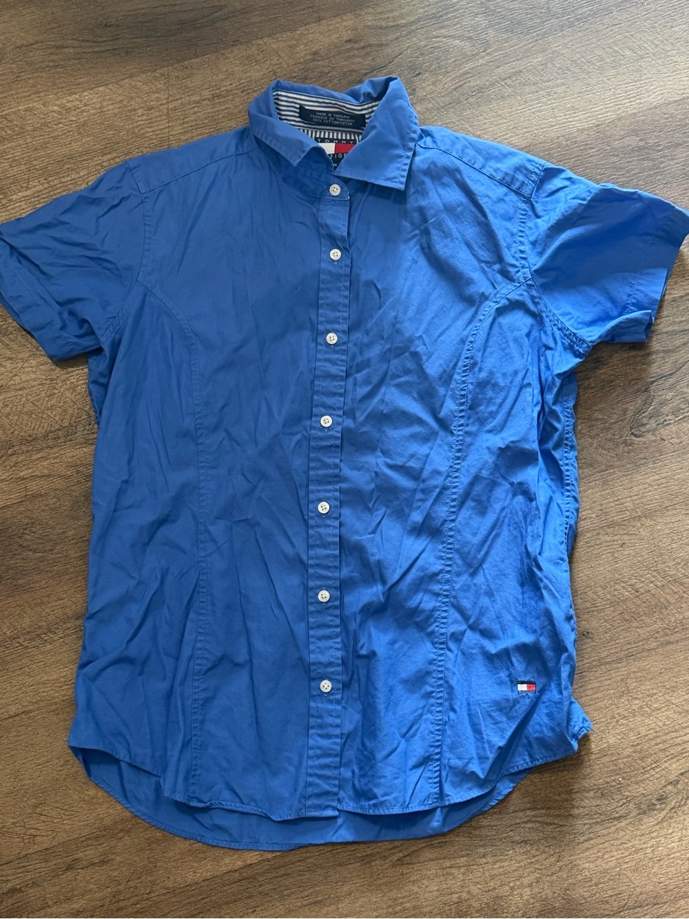 Tommy Hilfiger women’s  Royal Blue Short Sleeve Button-Down Shirt